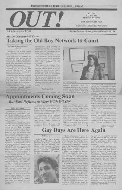 Volume 1- Number 6, April 1983; front page image only